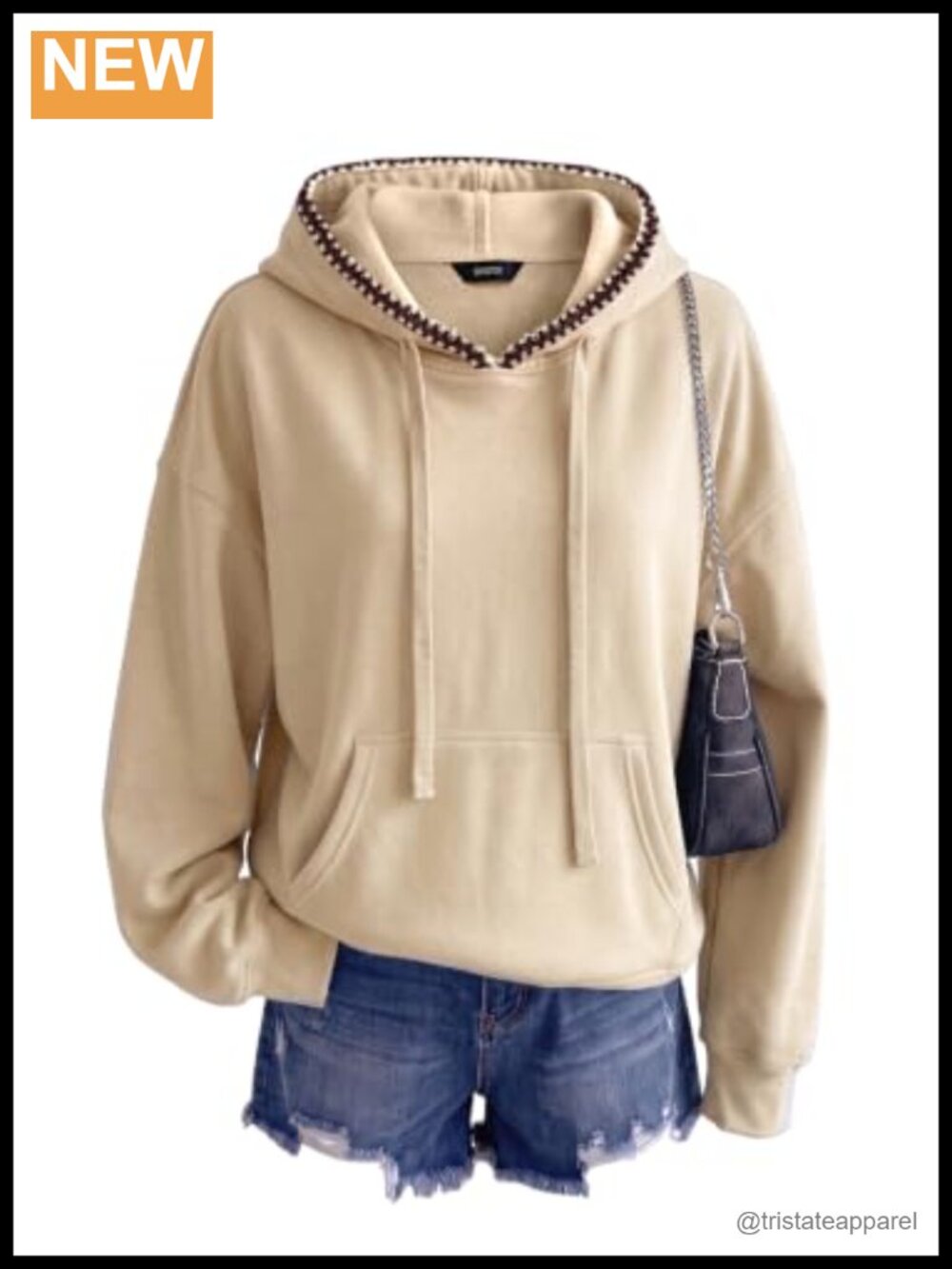 Oversized Fleece Pullover Hoodie Drop Shoulder Drawstring Pocket Womens